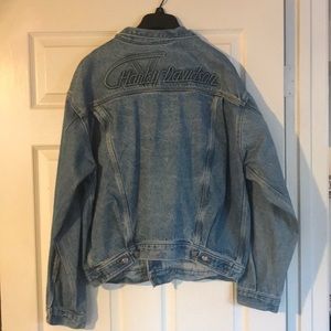 Oversized vintage Harley Davidson jean jacket